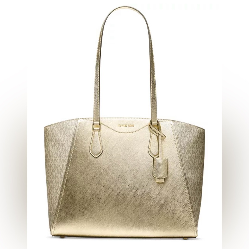 Michael Kors Taryn Large Leather Tote Bag in Gold - Picture 10 of 10